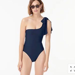 Bow tie one shoulder one piece swimsuit